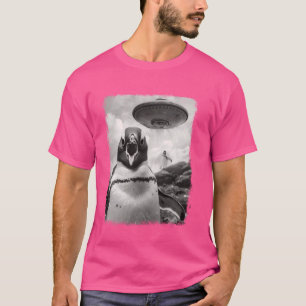 Camiseta Pingüino Pingüino OVNI Alien Selfie Extraterrestre
