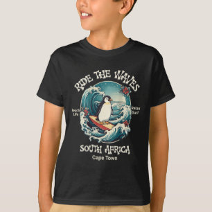 Camiseta Pingüino Surfear Olas Sudáfrica Cabo Cod Surfea