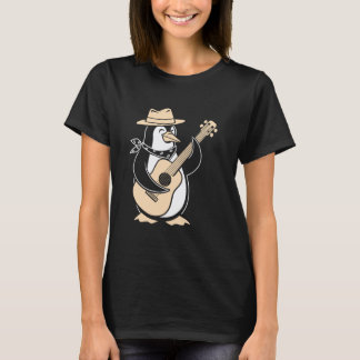 Camiseta Pingüino tocando guitarra con sombrero