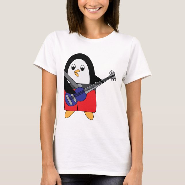 Camiseta Pingüino Tocando Guitarra De Bass (Anverso)