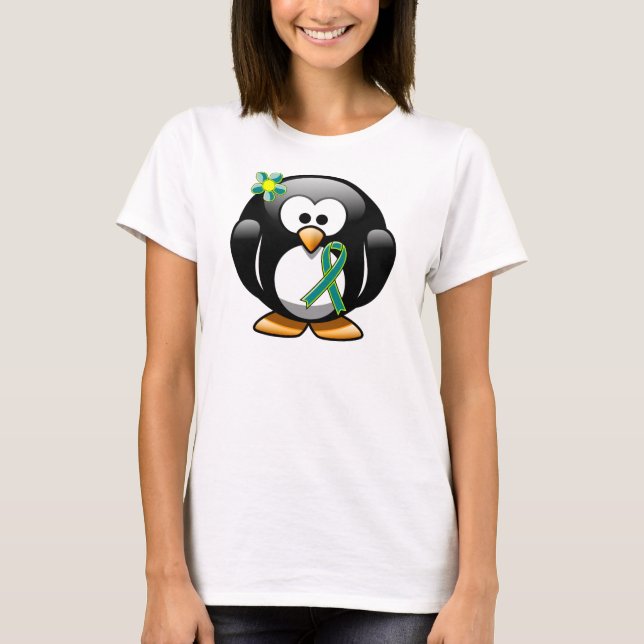 Camiseta Pingüino verde verde azulado y limón (Anverso)
