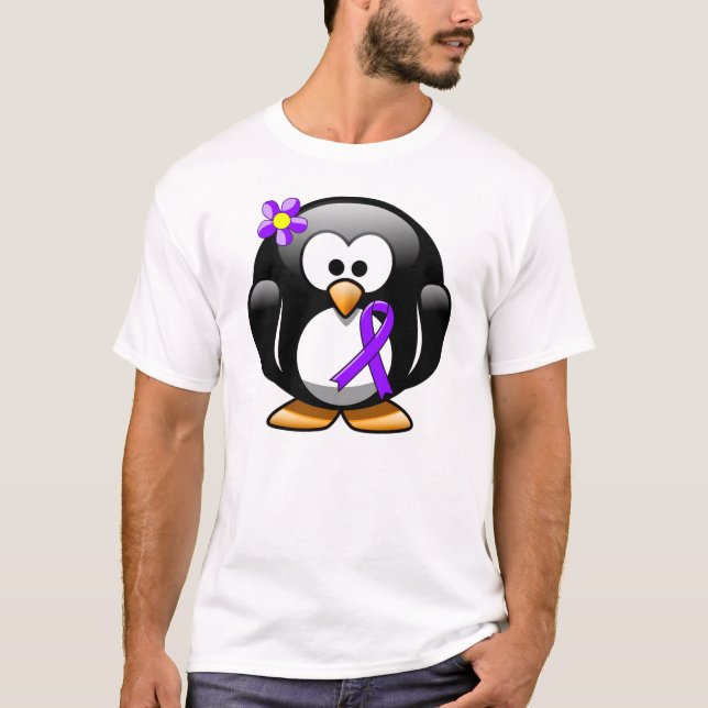 Camiseta Pingüino Violeta de Cinta, linfoma de Hodgkin (Anverso)