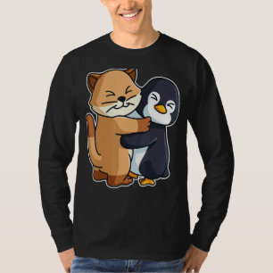 Camiseta Pingüino Y Gatito Animales Cutos Para Mujeres Anim