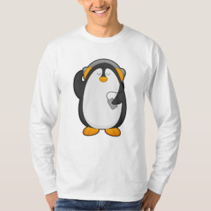 Camiseta Pingüino y teléfono móvil con auriculares