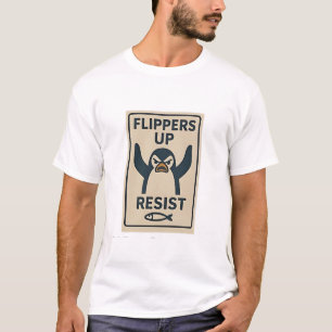 Camiseta Pingüinos contra aranceles contra la bandera de lo