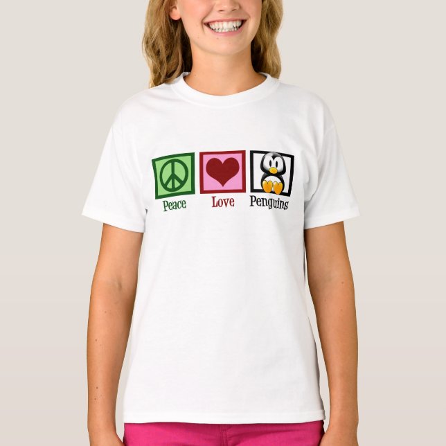 Camiseta Pingüinos de amor por la paz niños pingüinos (Anverso)