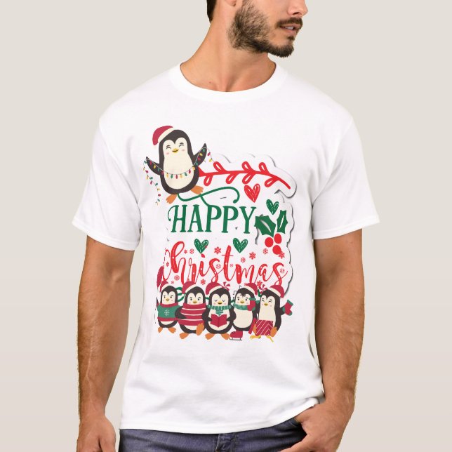 Camiseta Pingüinos de Navidades felices (Anverso)