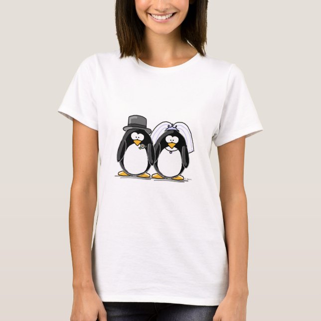 Camiseta Pingüinos de Novia y Groom (Anverso)