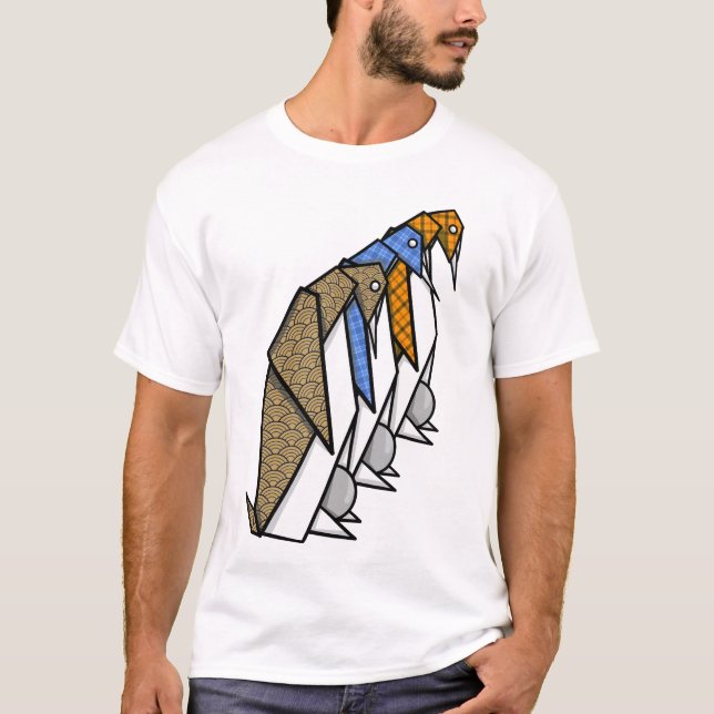 Camiseta Pingüinos del Emperador Origami (Anverso)