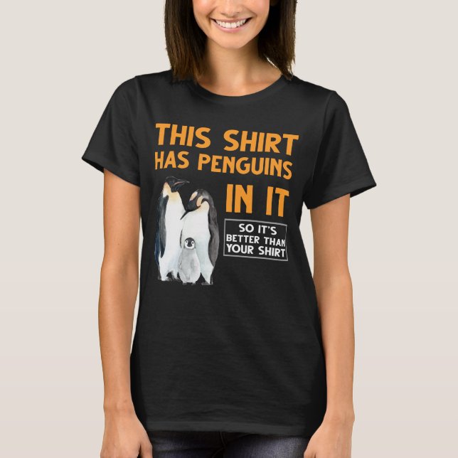 Camiseta Pingüinos divertidos de la familia Penguin (Anverso)