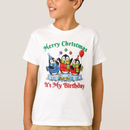 Camiseta Pingüinos Divertidos, Feliz Cumpleaños De Navidad