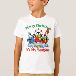 Camiseta Pingüinos Divertidos, Feliz Cumpleaños De Navidad
