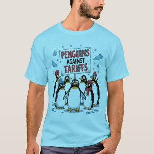 Camiseta pingüinos graciosos contra las tarifas se resisten