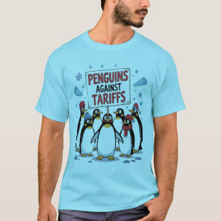 Camiseta pingüinos graciosos contra las tarifas se resisten