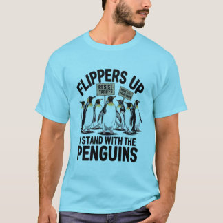 Camiseta pingüinos graciosos contra las tarifas se resisten