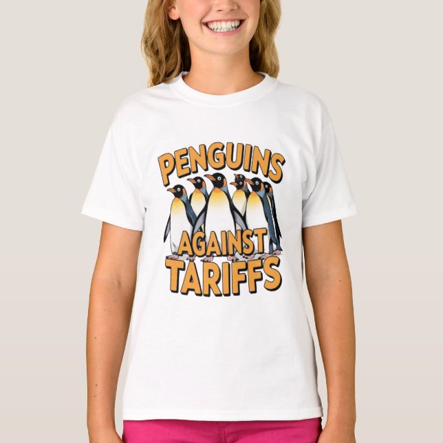 Camiseta pingüinos graciosos contra las tarifas se resisten (Anverso)