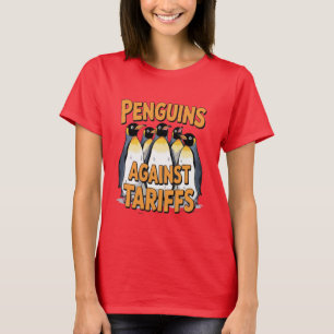Camiseta pingüinos graciosos contra las tarifas se resisten