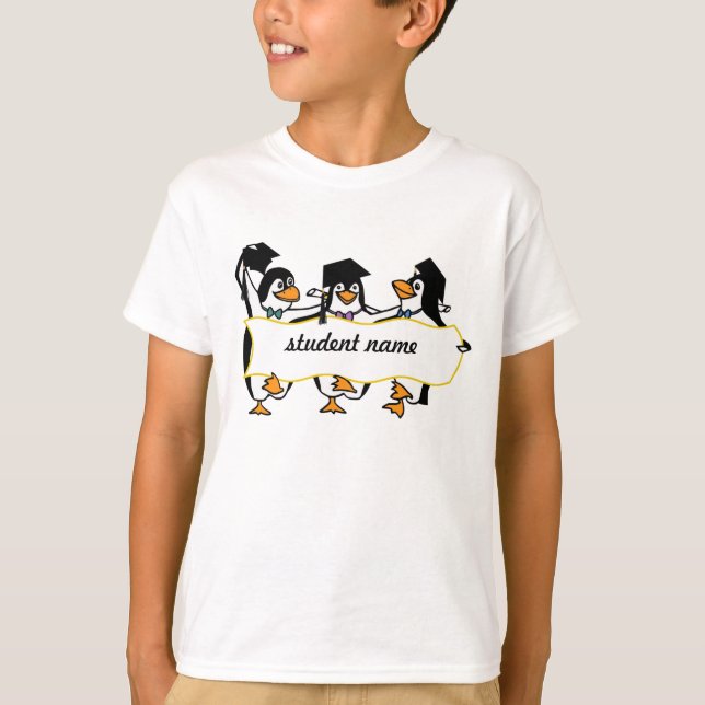 Camiseta Pingüinos graduados de Personalizado lindo con pan (Anverso)