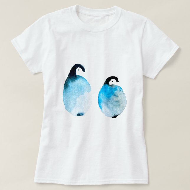 Camiseta Pingüinos lindos acuarela (Diseño del anverso)
