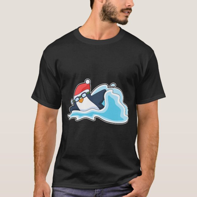 Camiseta Pingüinos Navidades Nadando (Anverso)