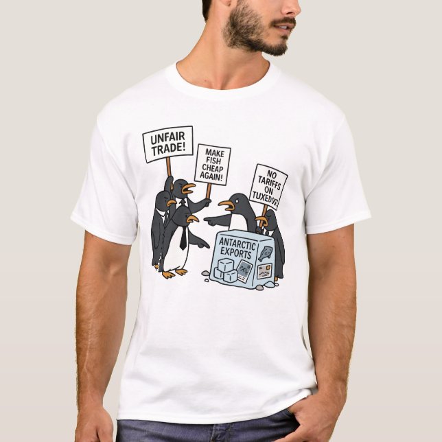 Camiseta Pingüinos protestan contra el gracioso pingüino (Anverso)