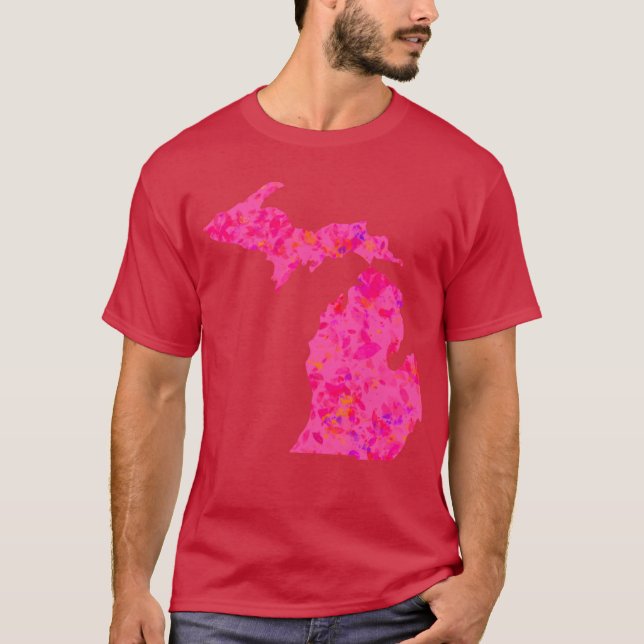 Camiseta Pink abstract Michigan Silhouette (Anverso)