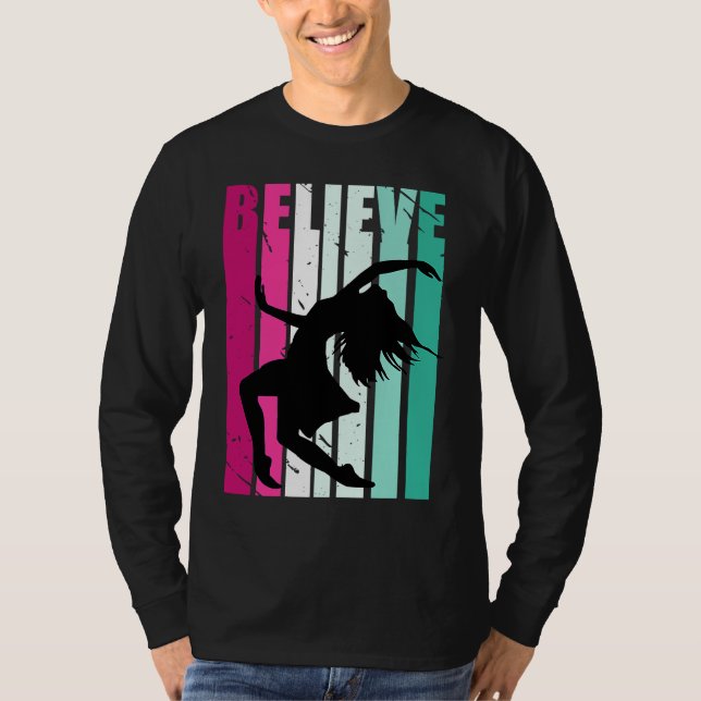 Camiseta Pink And Green Motivational Girls Dance Believe Cu (Anverso)