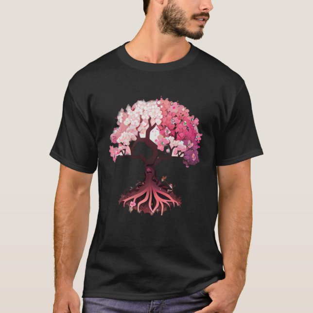 Camiseta pink and white flowers cherry blossom tree of life (Anverso)