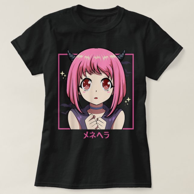 Camiseta Pink Anime Girl Devil Aesthetic (Diseño del anverso)