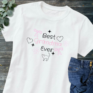 Camiseta Pink & Black Retro Hand Drawn Best Grandma Ever