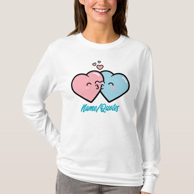 Camiseta Pink & Blue Hearts Kiss (Anverso)