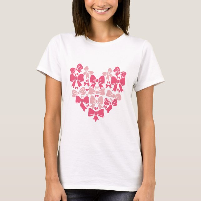 Camiseta Pink Bow Heart Aesthetic Coquette Design (Anverso)