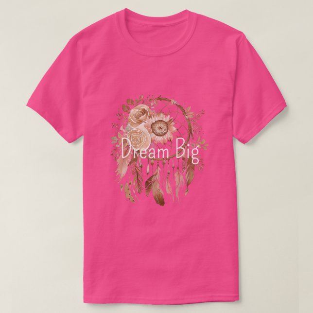 Camiseta Pink Brown Floral Dream Catcher (Diseño del anverso)