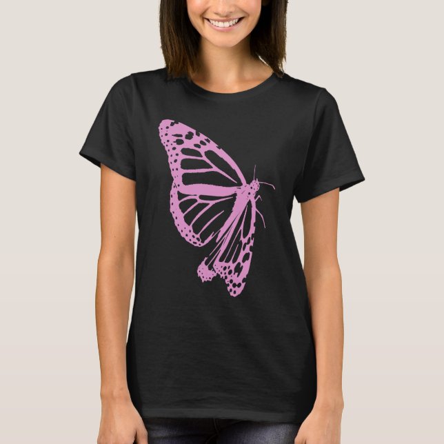 Camiseta Pink Butterfly Women's Artistic and Minimal Aesthe (Anverso)