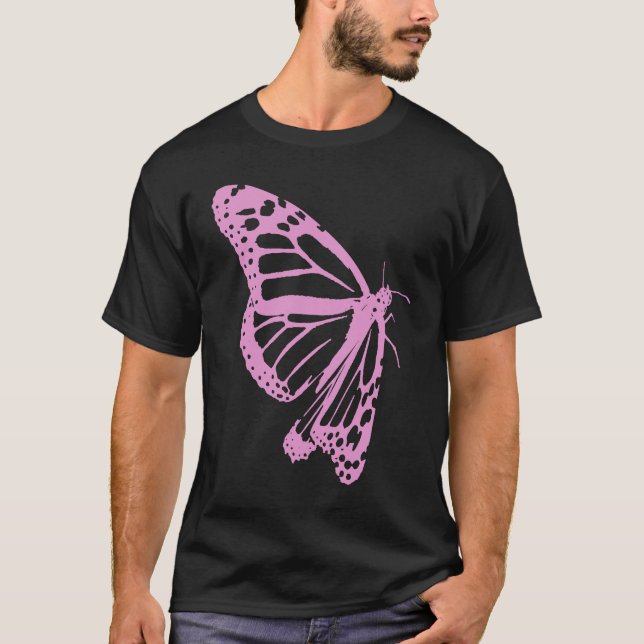 Camiseta Pink Butterfly Women's Artistic and Minimal Aesthe (Anverso)