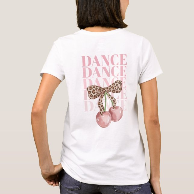 Camiseta Pink Cherries Leopard Bow Dance Dance Slogan  (Reverso)