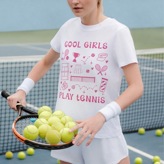 Camiseta Pink Cool Girls Play Tennis Cute Hearts (Subido por el creador)