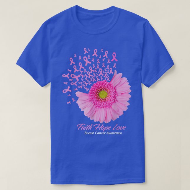 Camiseta Pink Daisy Flower Faith Hope Love Breast Cancer Aw (Diseño del anverso)