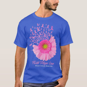 Camiseta Pink Daisy Flower Faith Hope Love Breast Cancer Aw