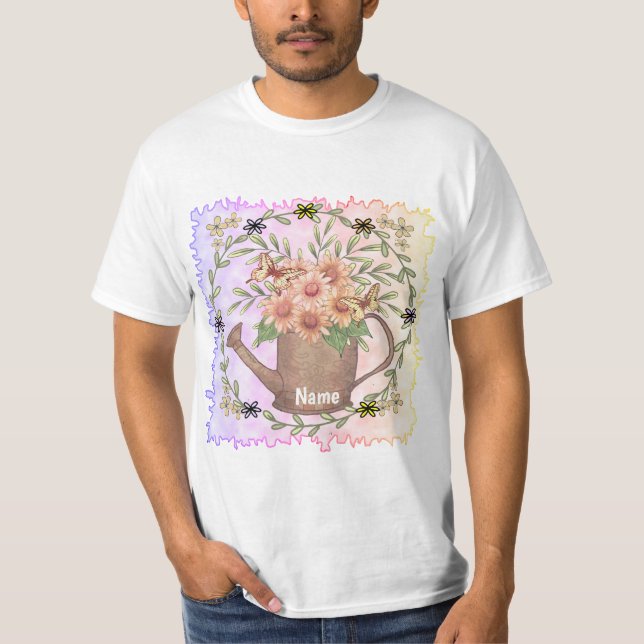 Camiseta Pink Daisy flowers Watercan  (Anverso)