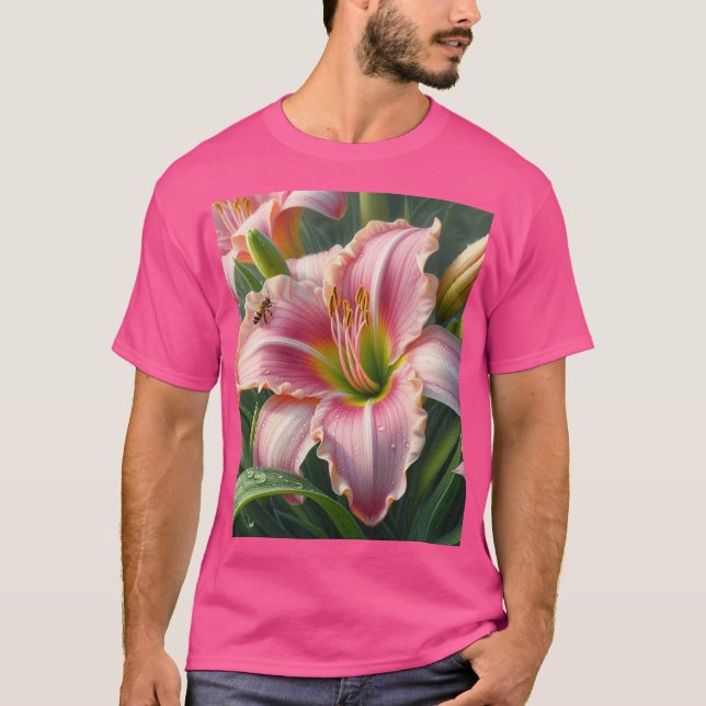 Camiseta Pink Daylily Floral (Anverso)