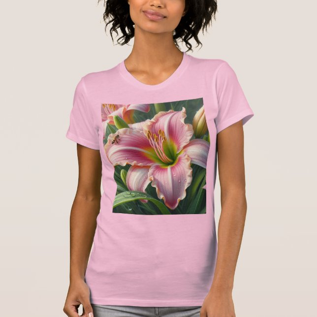 Camiseta Pink Daylily Floral (Anverso)