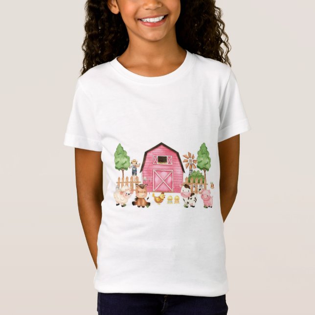 Camiseta Pink Farm Animals Fiesta de cumpleaños (Anverso)
