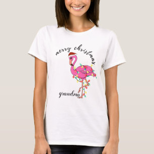 Camiseta Pink Flamingo Christmas Shirt for Women