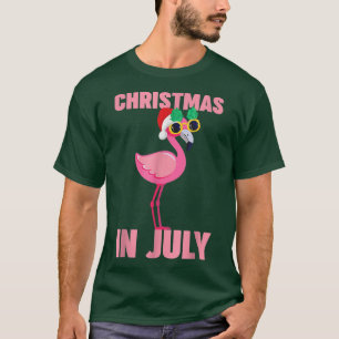 Camiseta Pink Flamingo In Santa Hat Christmas In July 816 
