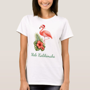 • Camiseta Pink Flamingo Navidad Mele Kalikimaka