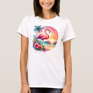 Camiseta Pink Flamingo Sunset Clipart