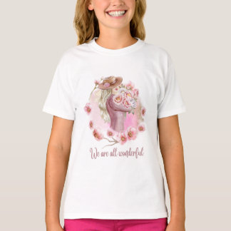 Camiseta Pink Floral Girls’ t-Shirt Trendy Inspirational