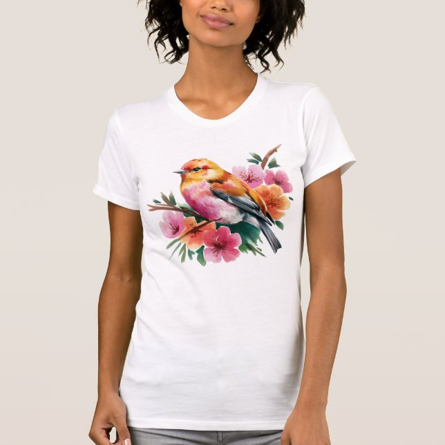 Camiseta Pink Flower Bird (Anverso)