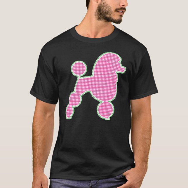 Camiseta Pink Gingham Poodle con Pom Poms (Anverso)